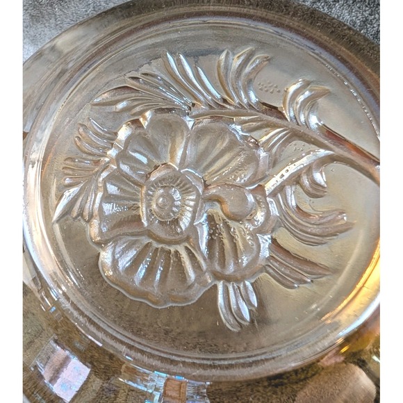 Jeannette Glass Marigold Iridescent "Camellia" Egg Nog Punch Bowl Set – 5 Cups - Picture 4 of 8